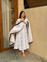 Thumbnail for Yash Enterprise White Vichitra Silk Party Wear Embroidery Suit Set - Distacart