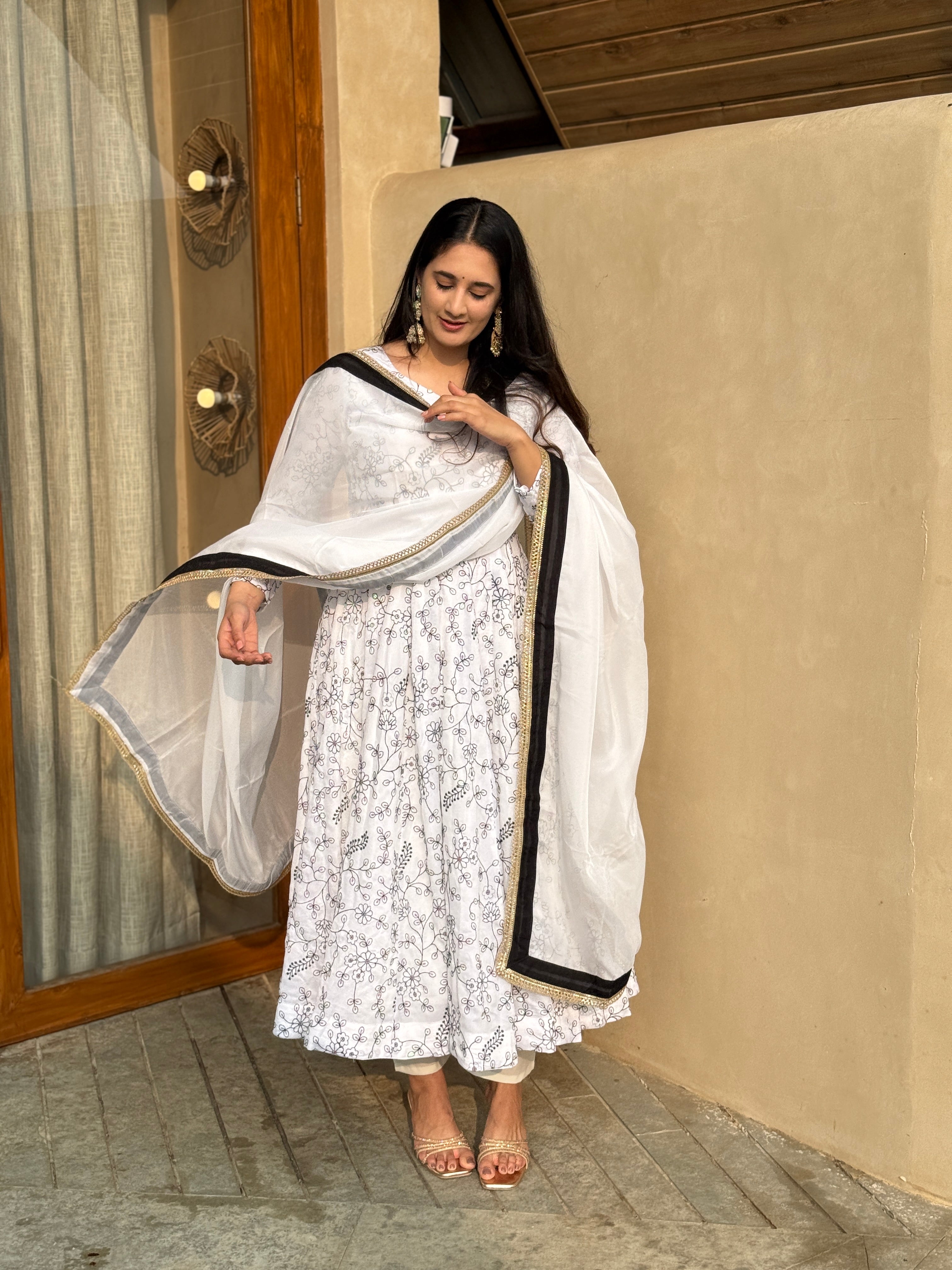 Yash Enterprise White Vichitra Silk Party Wear Embroidery Suit Set - Distacart