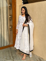 Thumbnail for Yash Enterprise White Vichitra Silk Party Wear Embroidery Suit Set - Distacart