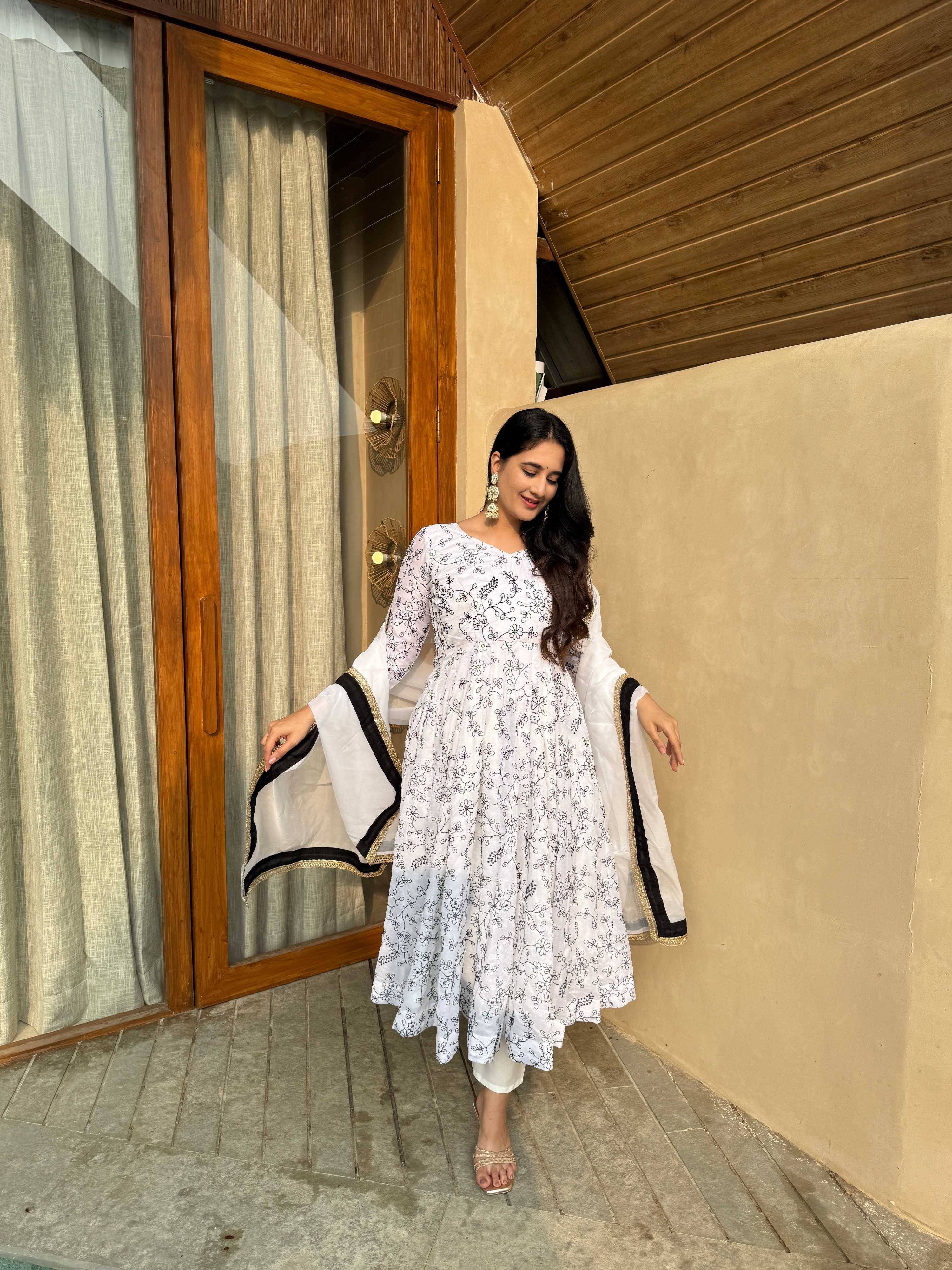 Yash Enterprise White Vichitra Silk Party Wear Embroidery Suit Set - Distacart