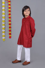 Thumbnail for Bluesaanchi Red Chikankari Embroidery Kids Kurta Set – Elegant & Classic for Your Little One