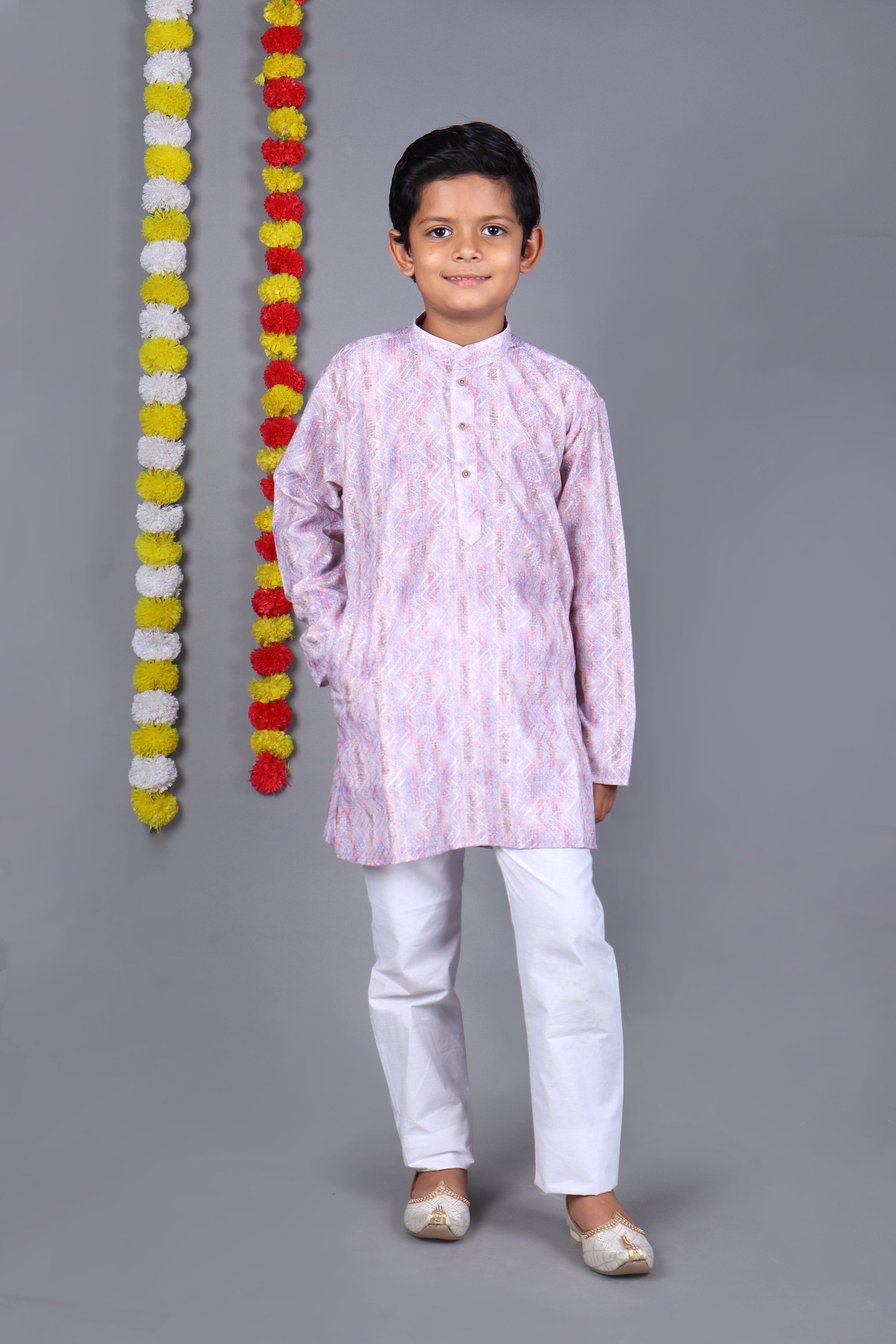 Bluesaanchi Light Purple Printed Kurta Set – Elegant & Classic for Your Little One - Distacart