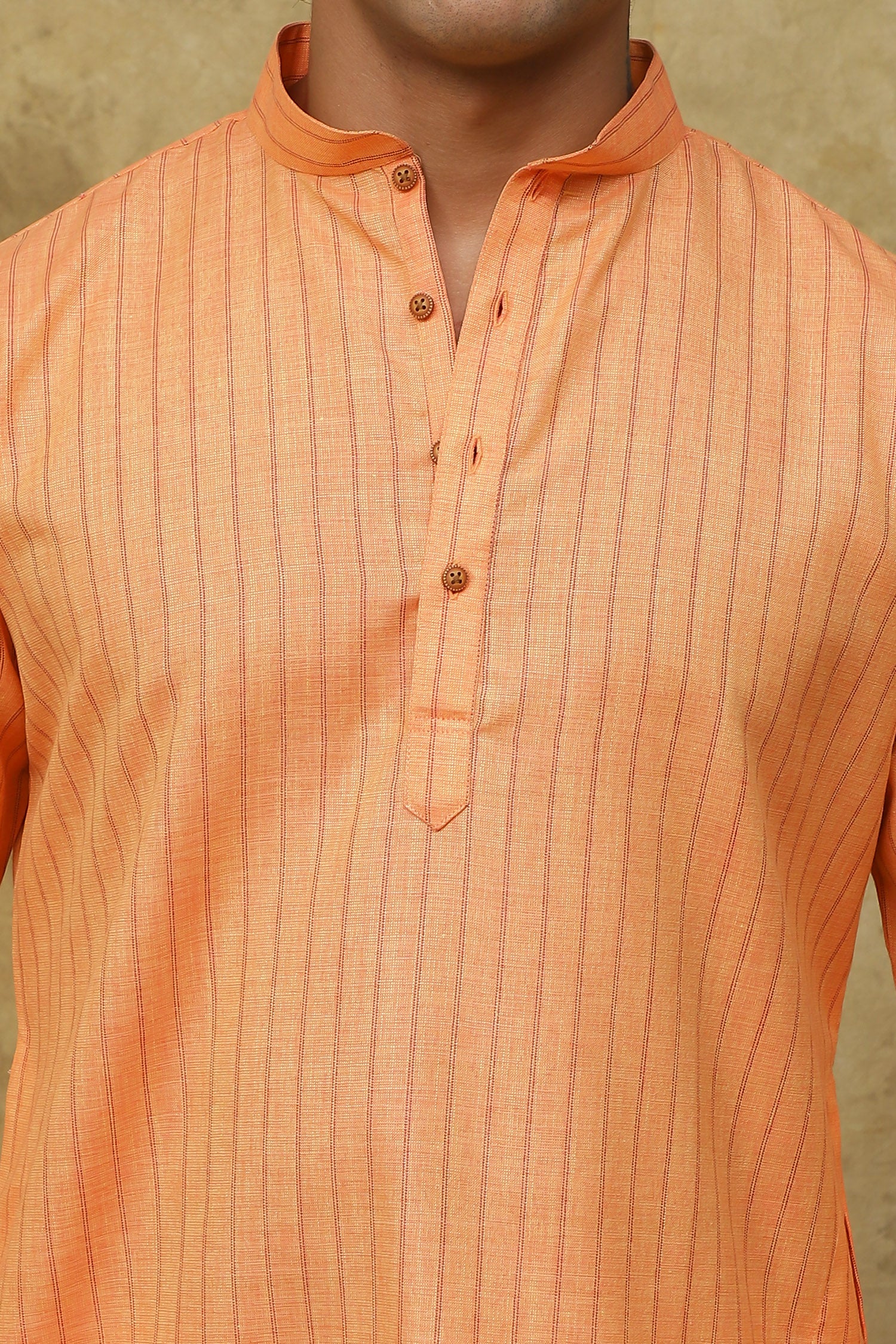 Bluesaanchi Men's Cotton Striped Kurta Set - Orange - Distacart