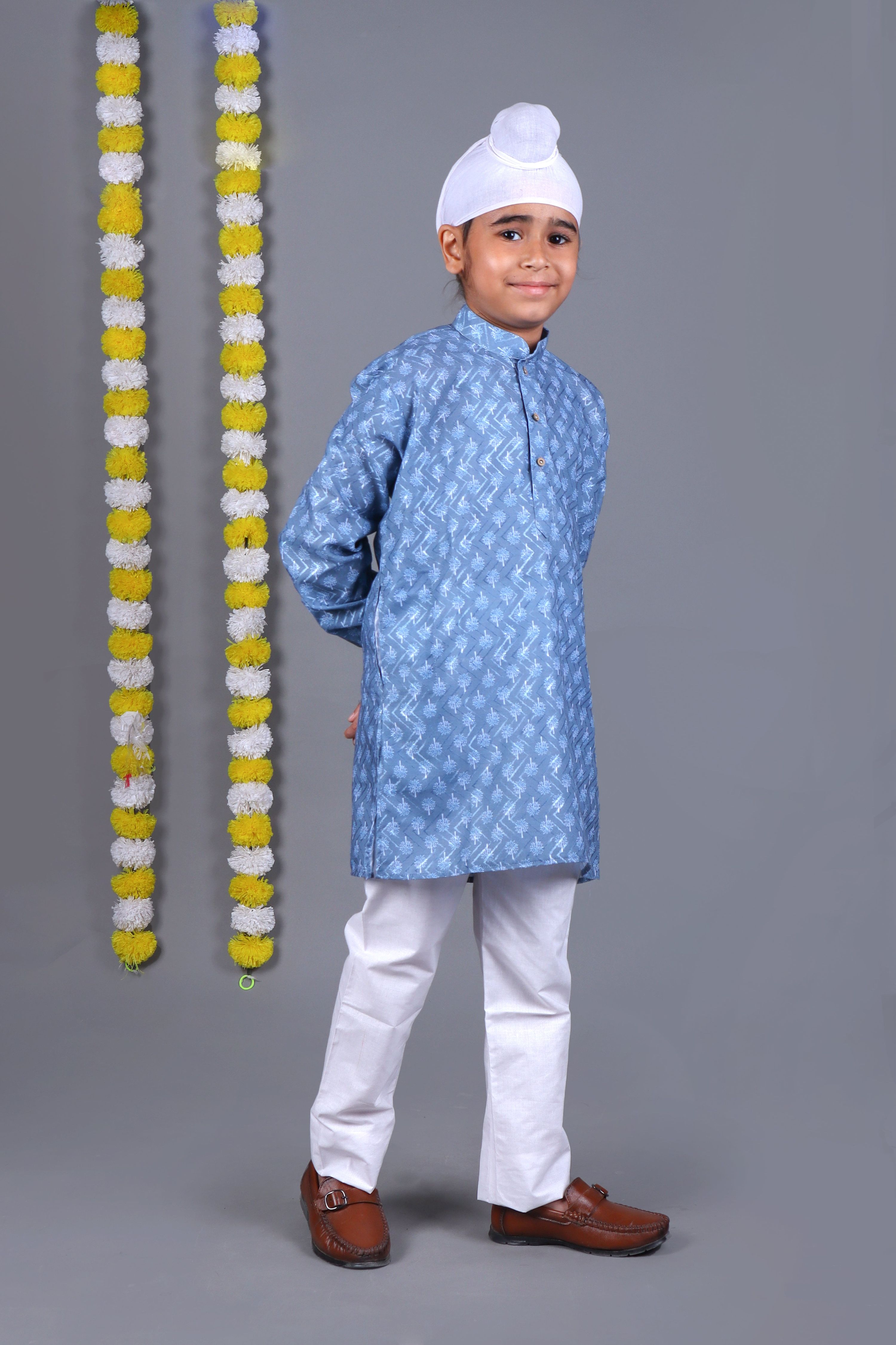 Bluesaanchi Sky Blue Printed Kurta Set – Elegant & Classic for Your Little One - Distacart
