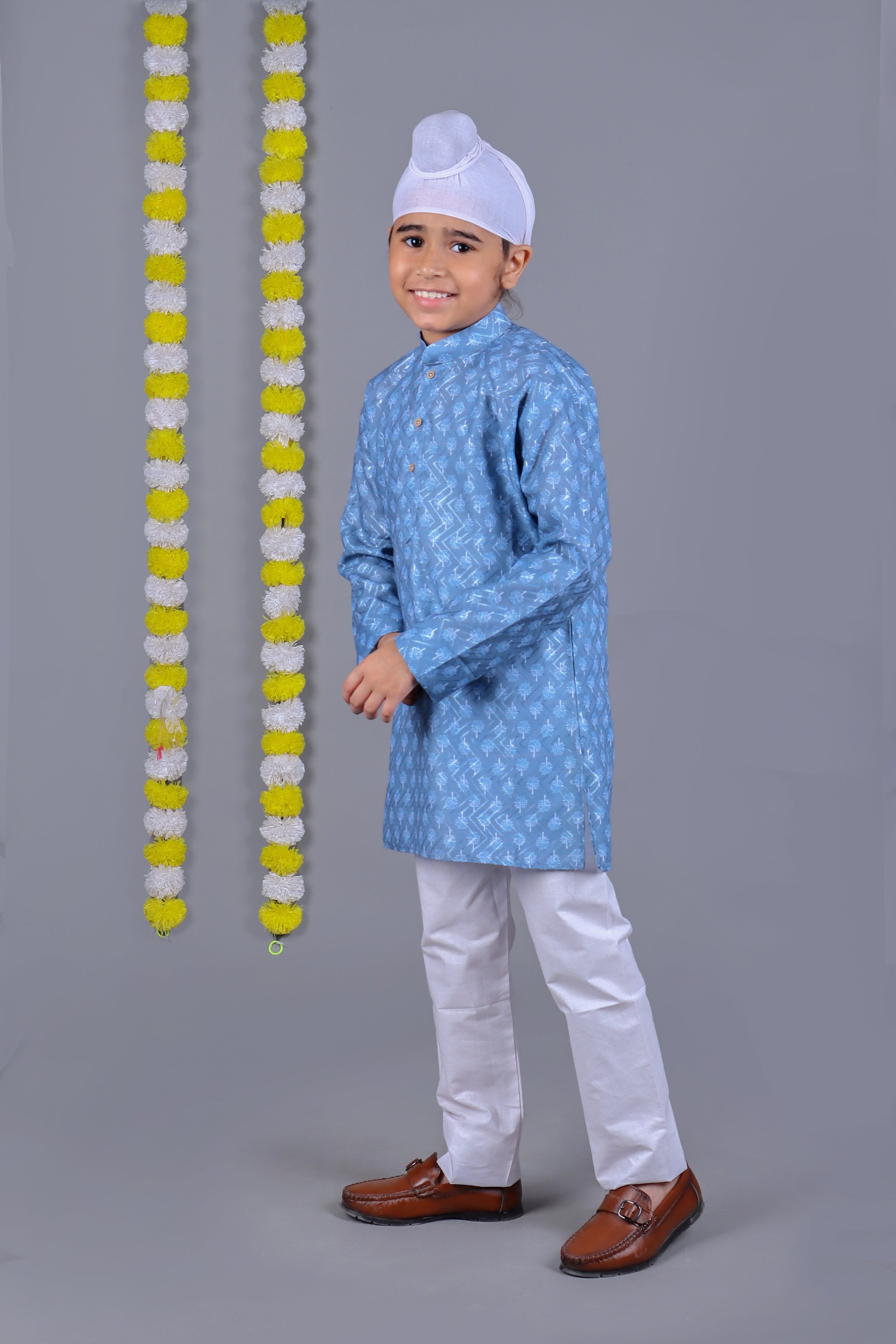 Bluesaanchi Sky Blue Printed Kurta Set – Elegant & Classic for Your Little One - Distacart