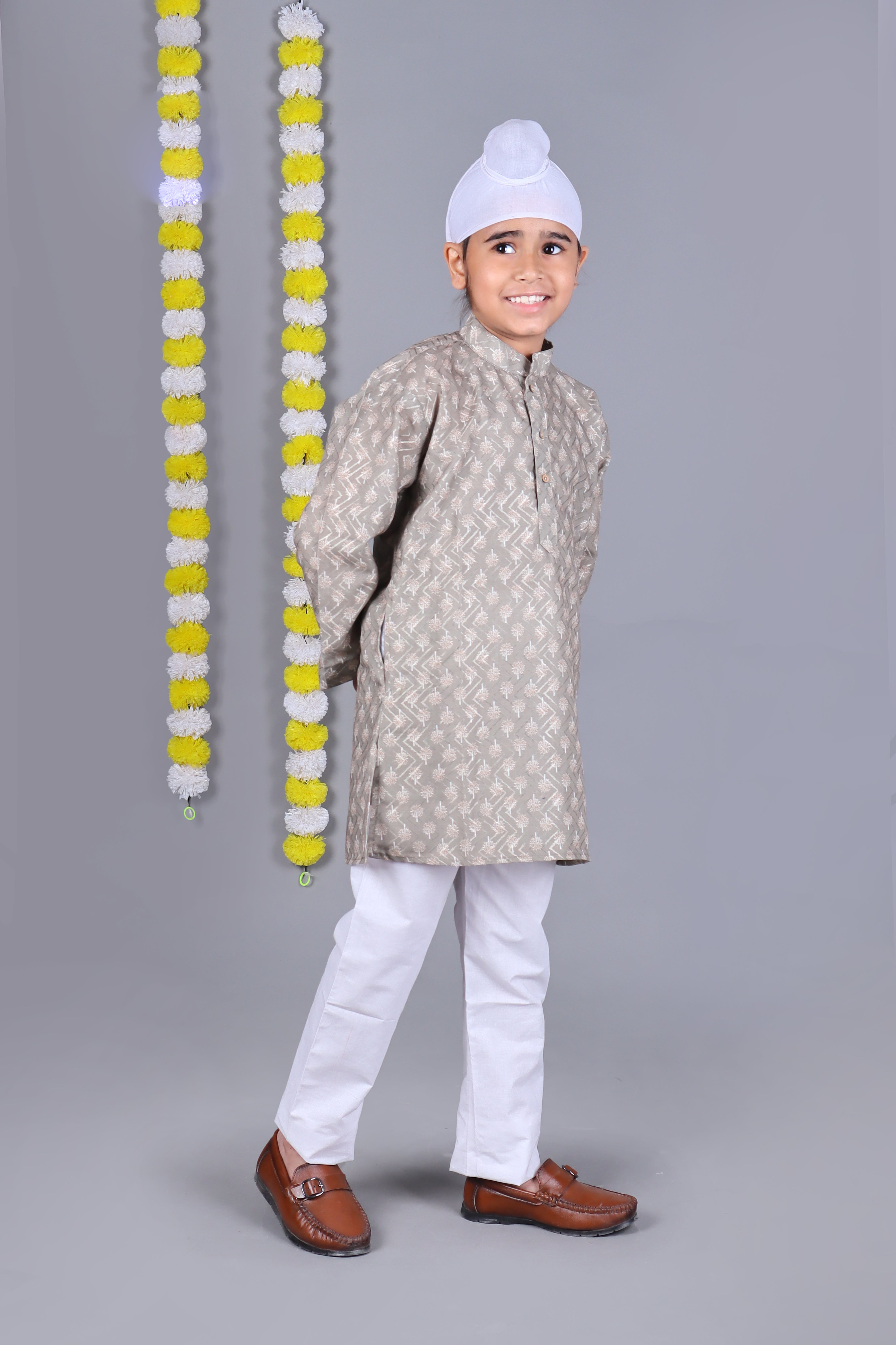 Bluesaanchi Grey Printed Kurta Set – Elegant & Classic for Your Little One - Distacart