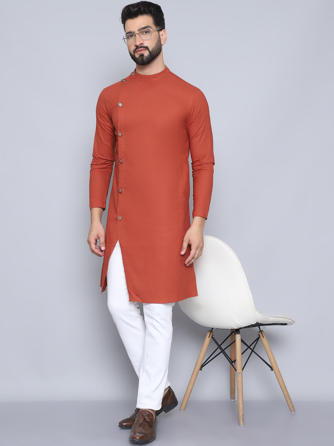 Even Apparels Men's Pure Cotton Rust Sherwani Kurta - Distacart