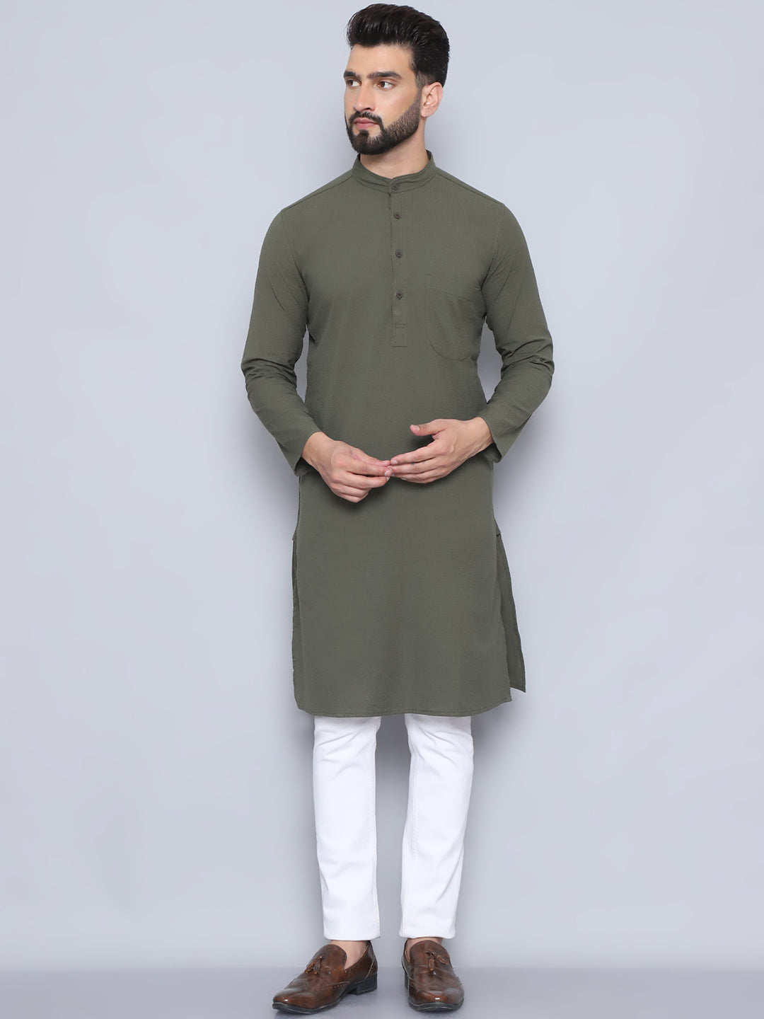 Even Apparels Men's Pure Cotton Green Kurta - Distacart
