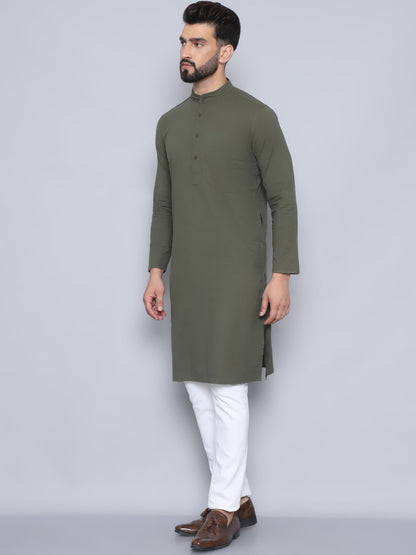 Even Apparels Men's Pure Cotton Green Kurta - Distacart