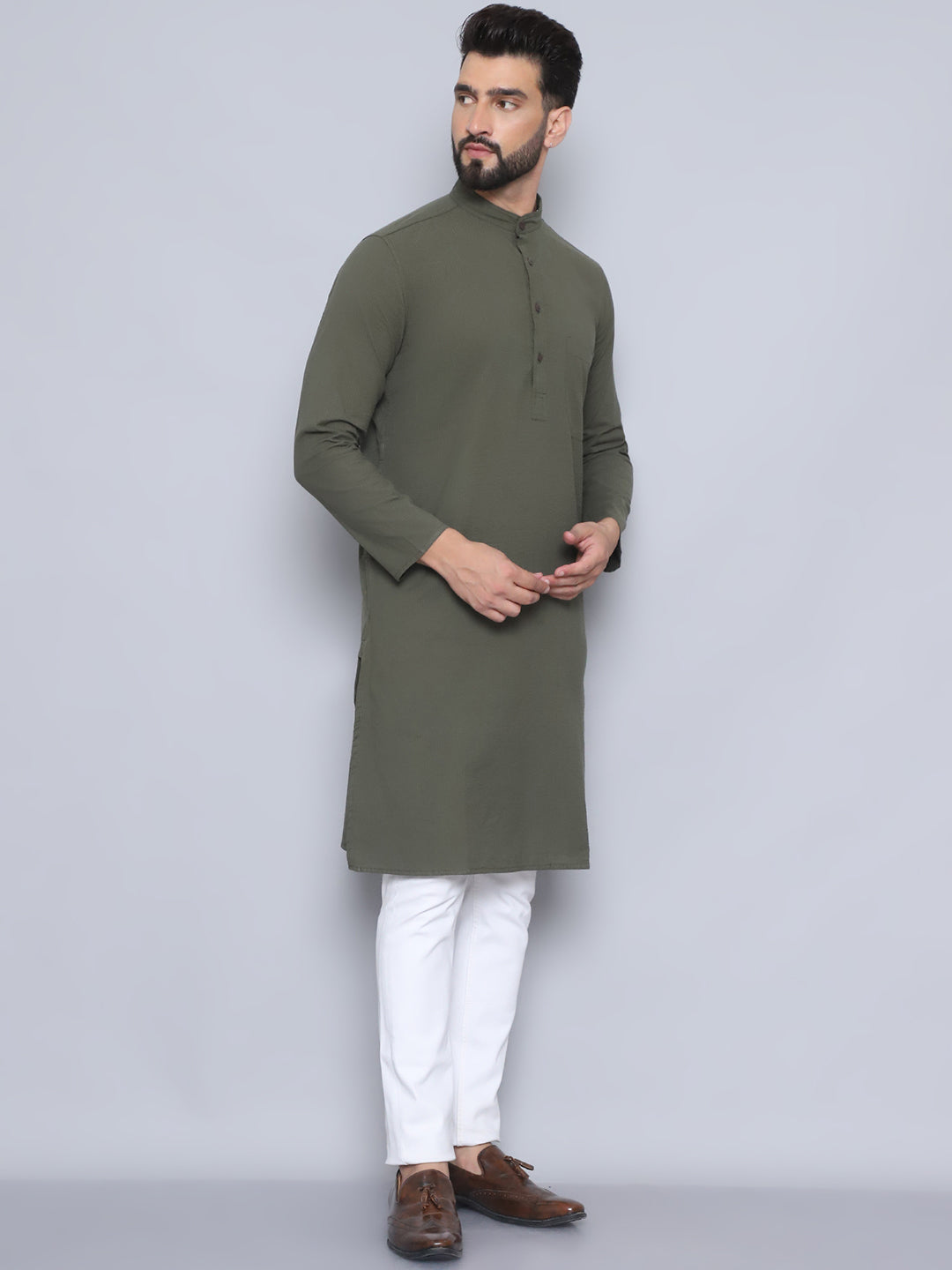 Even Apparels Men's Pure Cotton Green Kurta - Distacart
