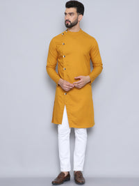 Thumbnail for Even Apparels Men's Pure Cotton Yellow Sherwani Kurta