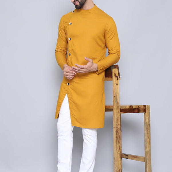Even Apparels Men's Pure Cotton Yellow Sherwani Kurta - Distacart