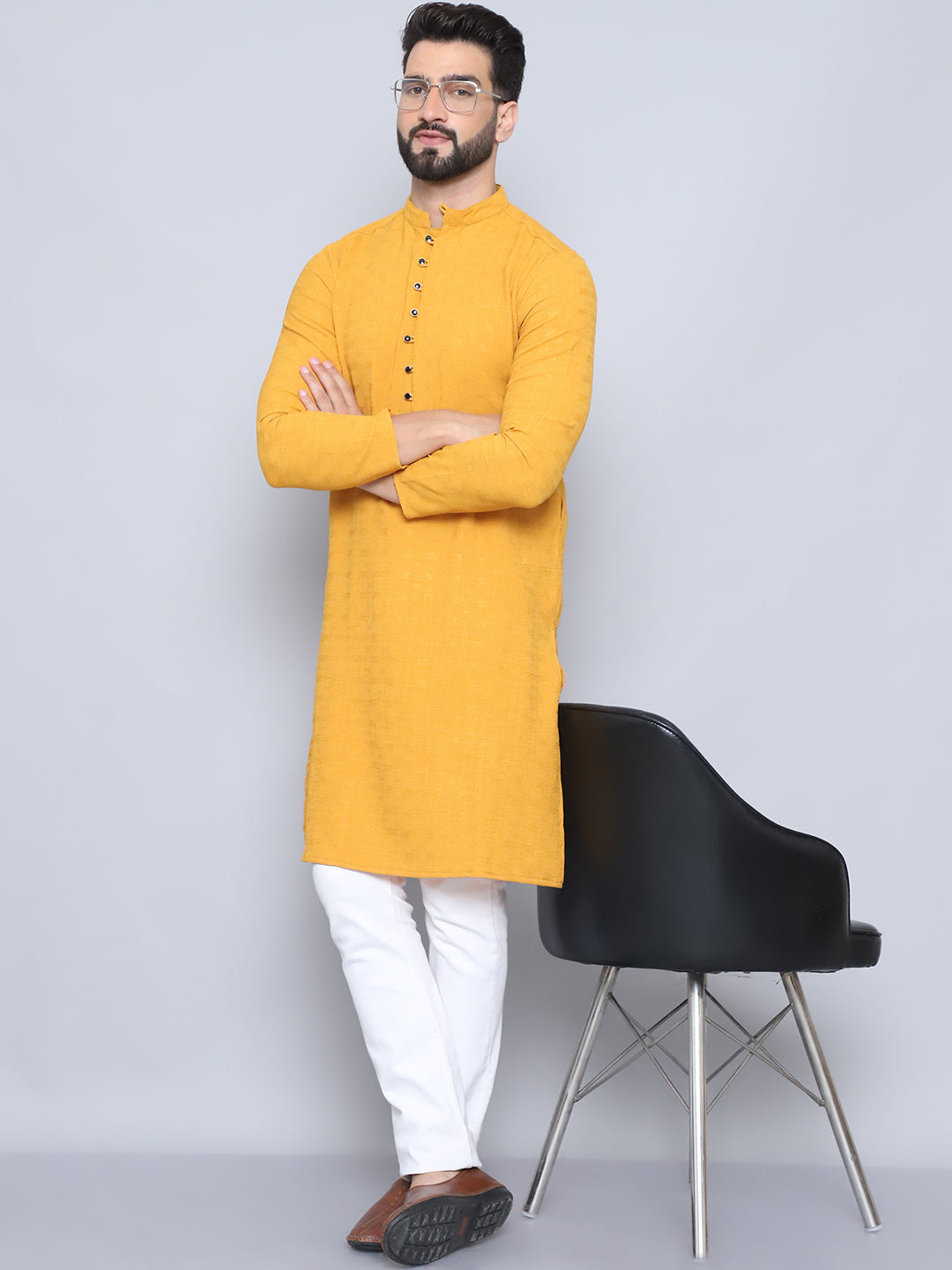 Even Apparels Men's Loop Button Yellow Kurta - Distacart