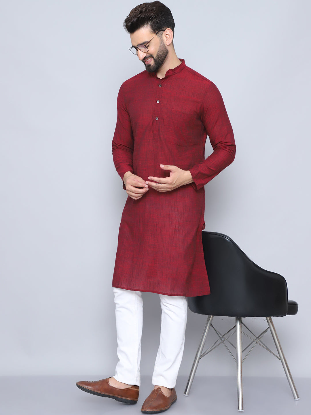 Even Apparels Men's Pure Cotton Maroon Kurta - Distacart