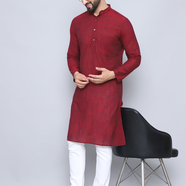 Even Apparels Men's Pure Cotton Maroon Kurta - Distacart