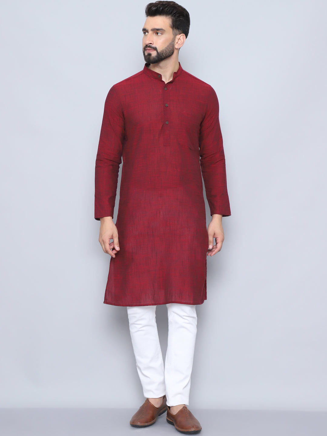 Even Apparels Men's Pure Cotton Maroon Kurta - Distacart