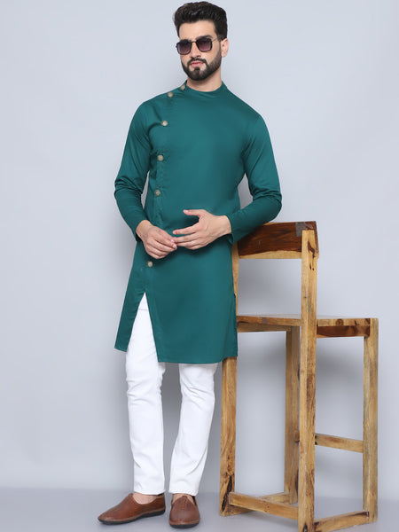 Even Apparels Men's Pure Cotton Green Sherwani Kurta