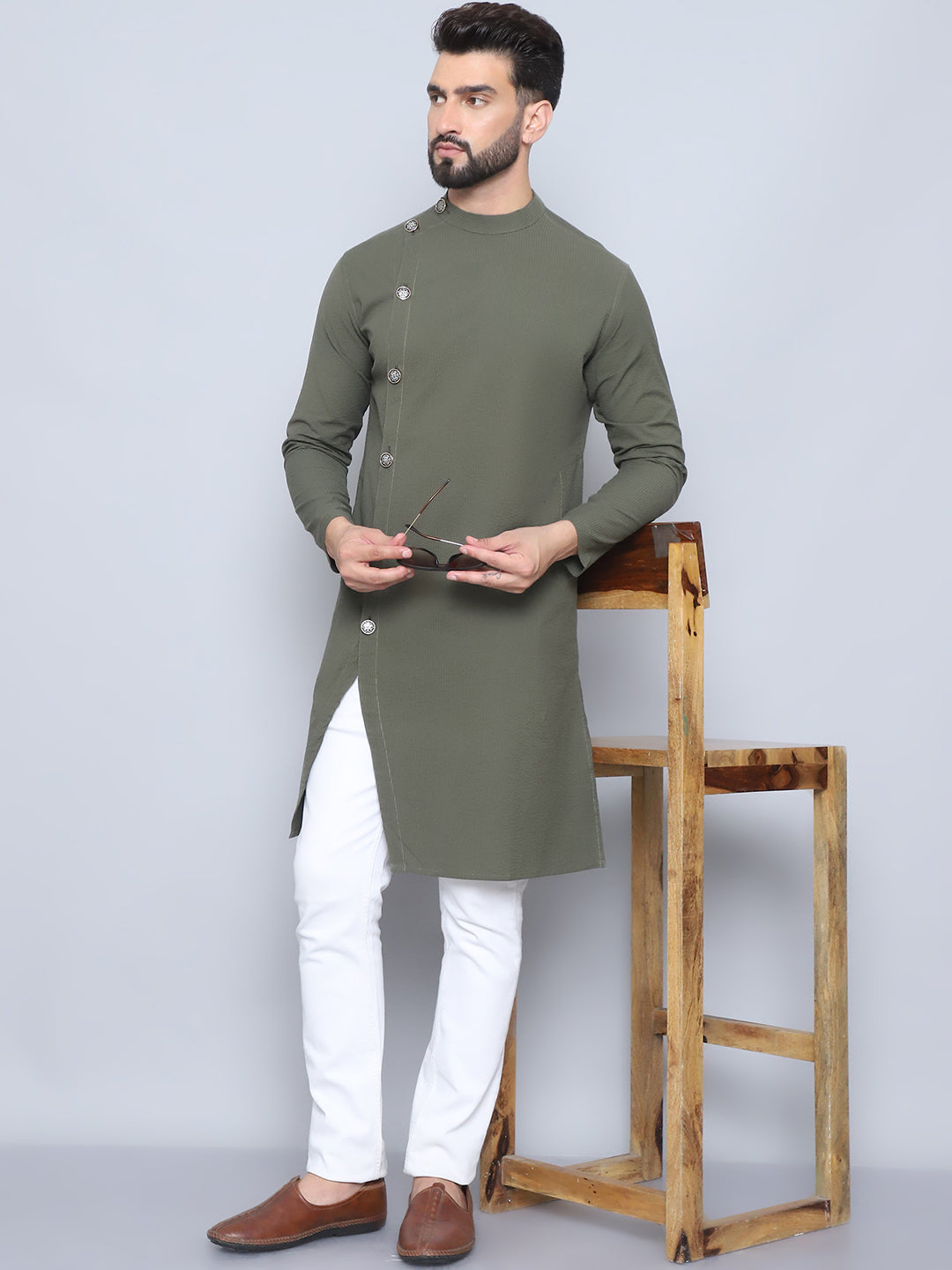 Even Apparels Men's Pure Cotton Green Sherwani Kurta - Distacart