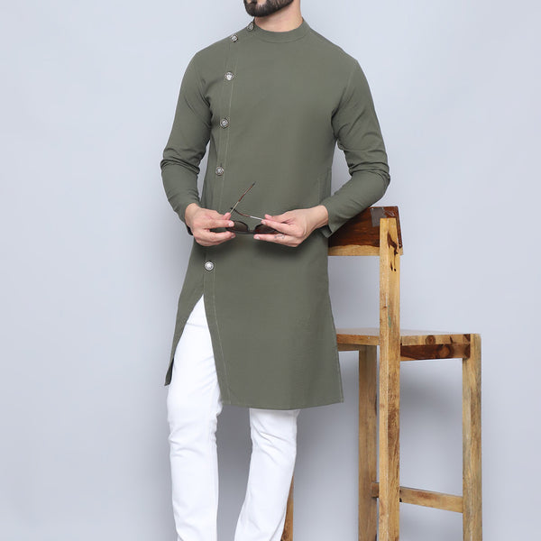 Even Apparels Men's Pure Cotton Green Sherwani Kurta - Distacart
