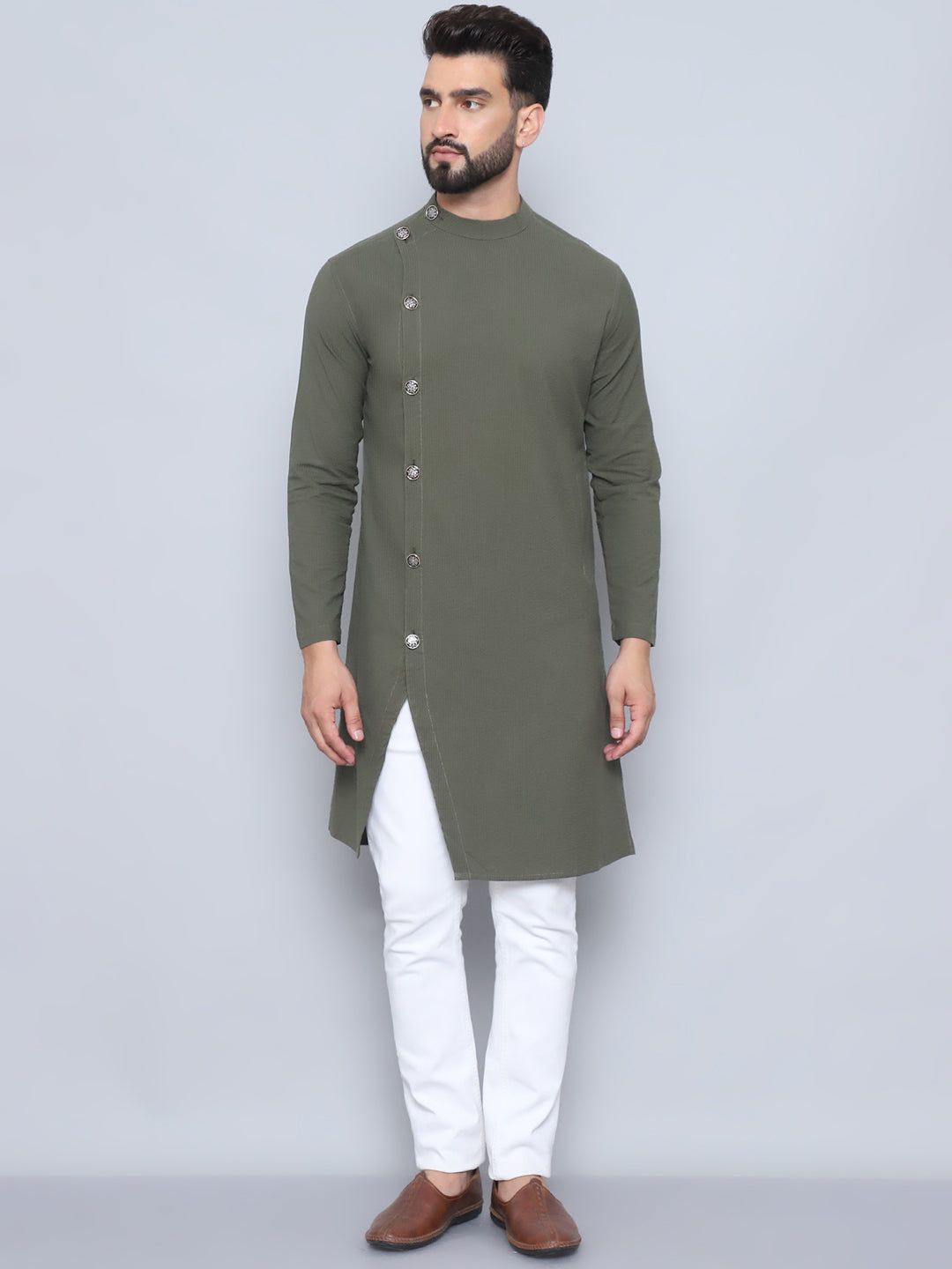 Even Apparels Men's Pure Cotton Green Sherwani Kurta - Distacart