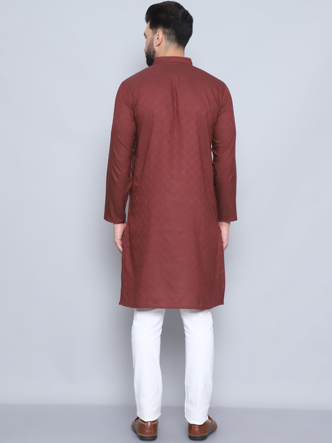Even Apparels Men's Pure Cotton Maroon Kurta - Distacart