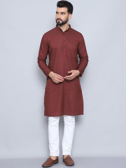 Even Apparels Men's Pure Cotton Maroon Kurta - Distacart