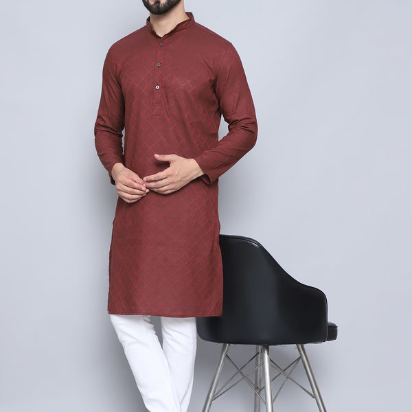Even Apparels Men's Pure Cotton Maroon Kurta - Distacart