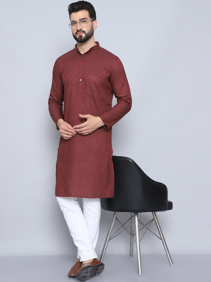Even Apparels Men's Pure Cotton Maroon Kurta - Distacart