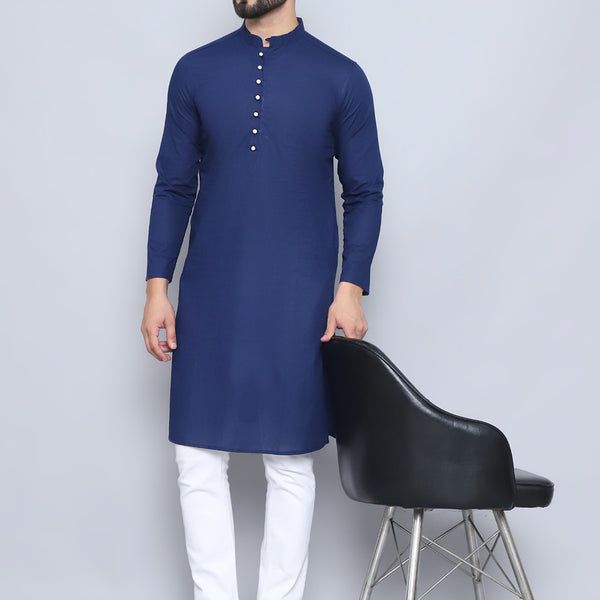 Even Apparels Men's Pure Cotton Blue Kurta - Distacart