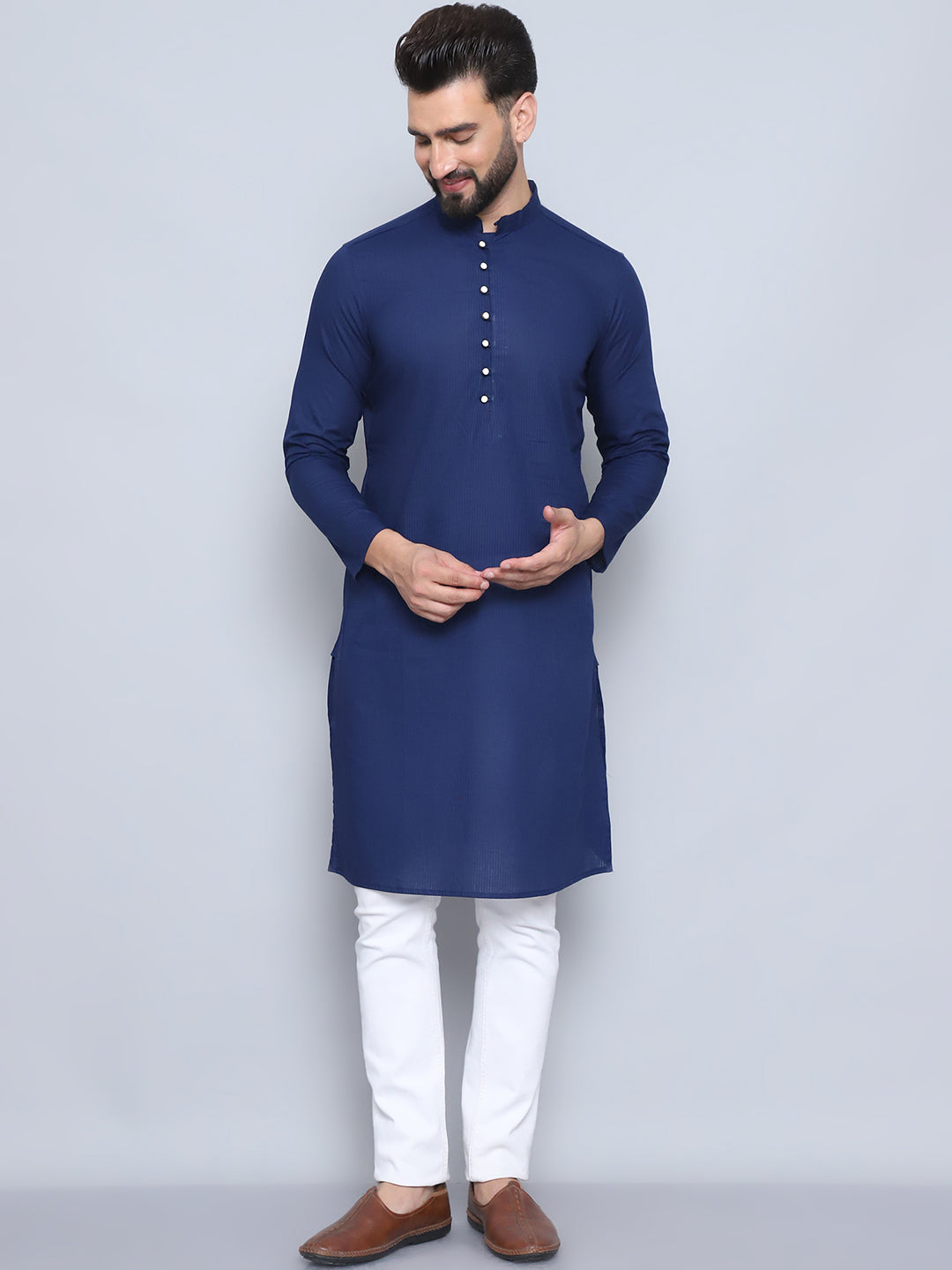 Even Apparels Men's Pure Cotton Blue Kurta - Distacart