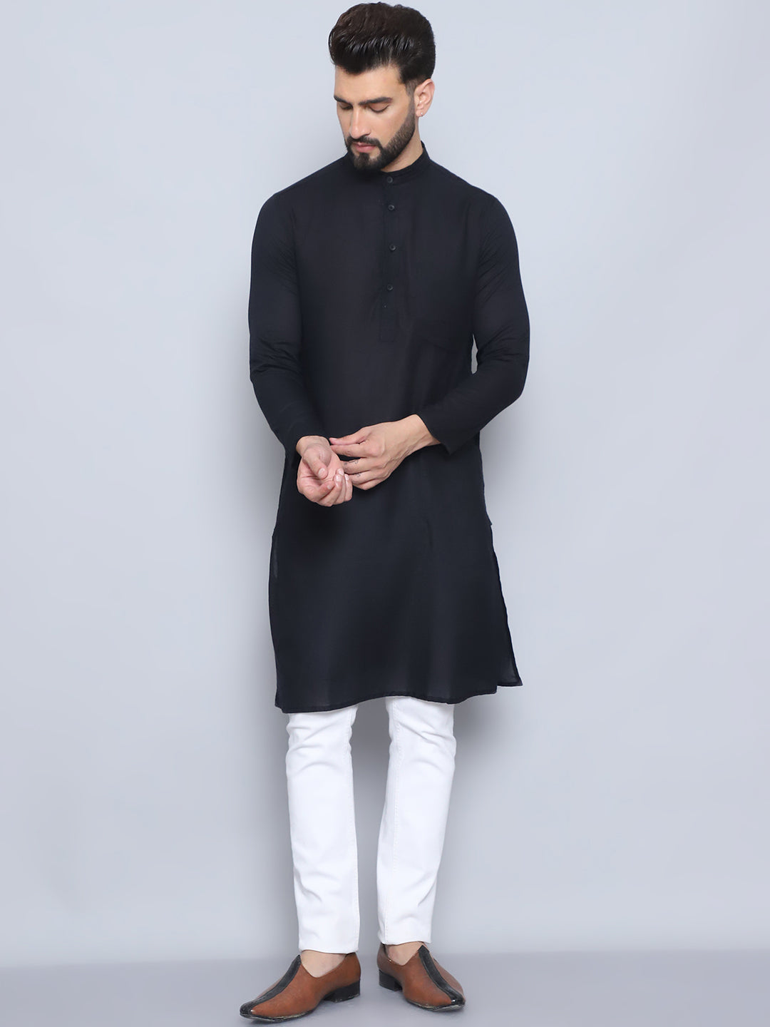 Even Apparels Men's Pure Cotton Black Kurta - Distacart