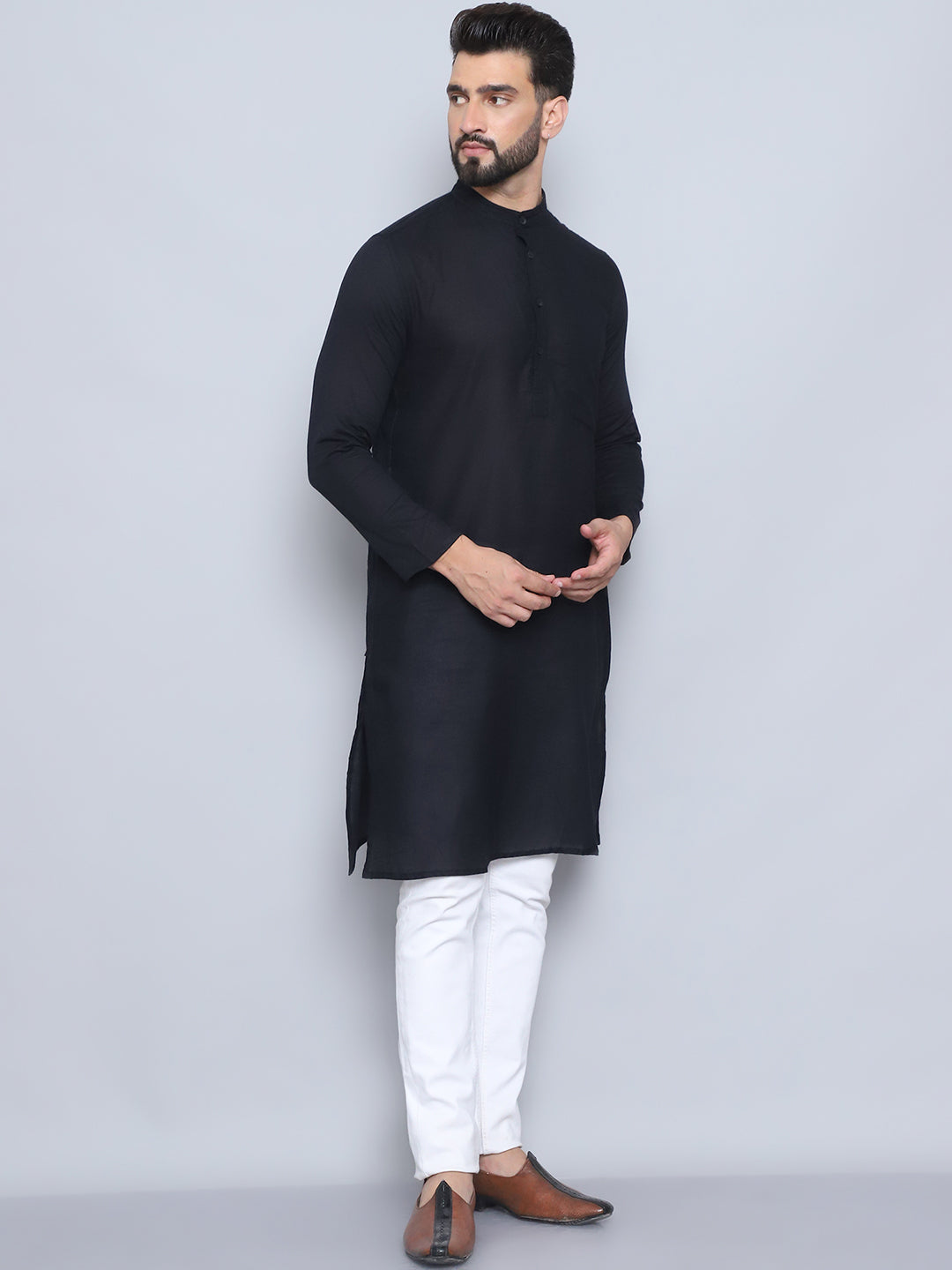 Even Apparels Men's Pure Cotton Black Kurta - Distacart