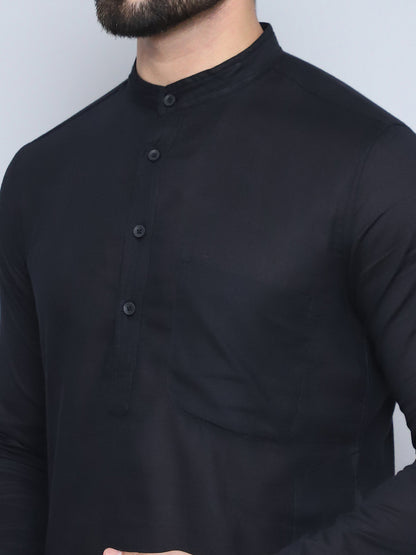 Even Apparels Men's Pure Cotton Black Kurta - Distacart