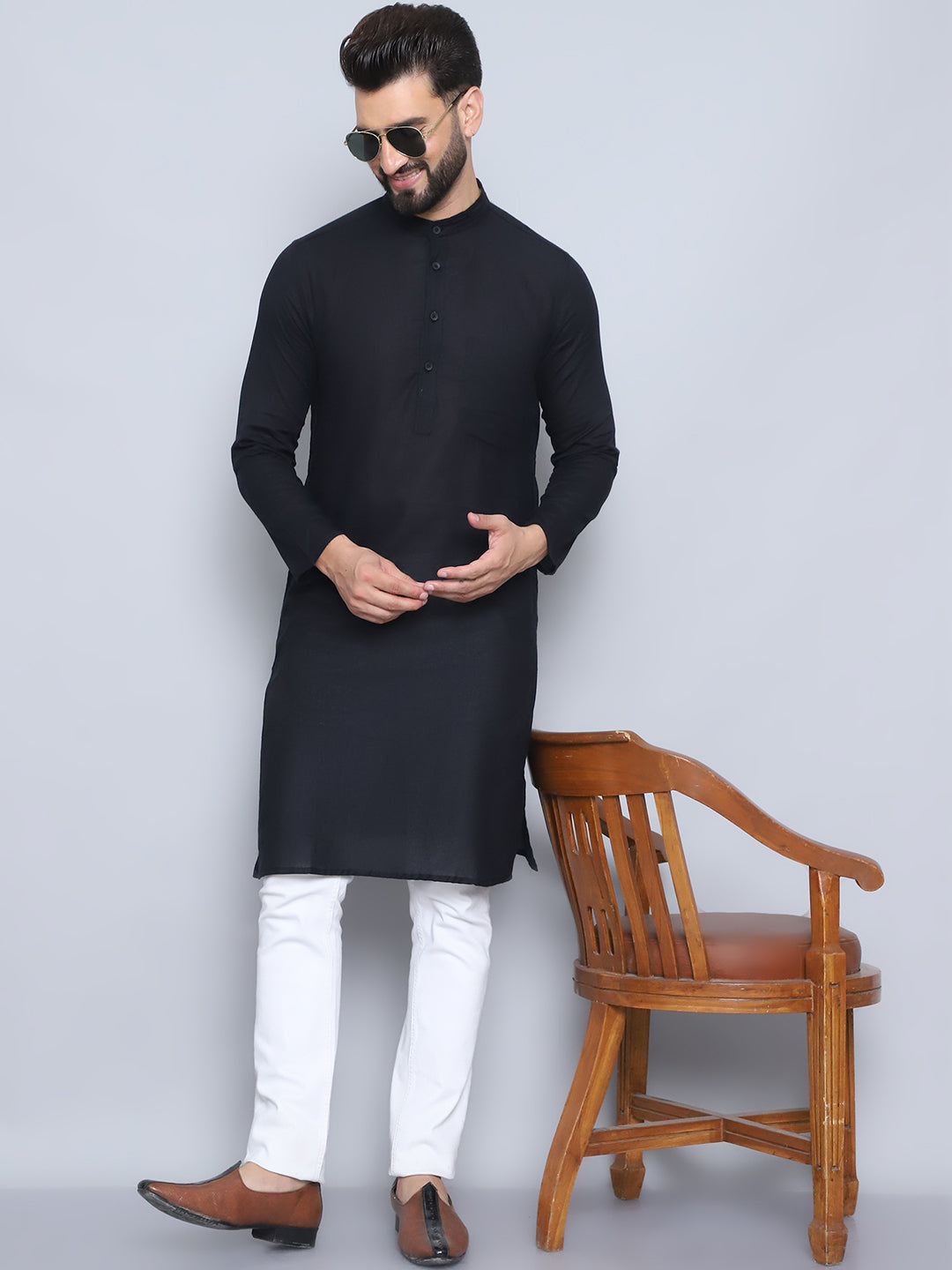 Even Apparels Men's Pure Cotton Black Kurta - Distacart