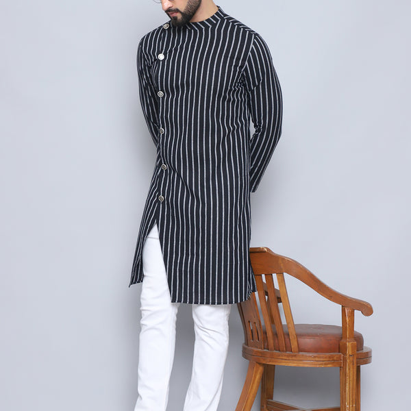 Even Apparels Men's Pure Cotton Black Sherwani Kurta - Distacart