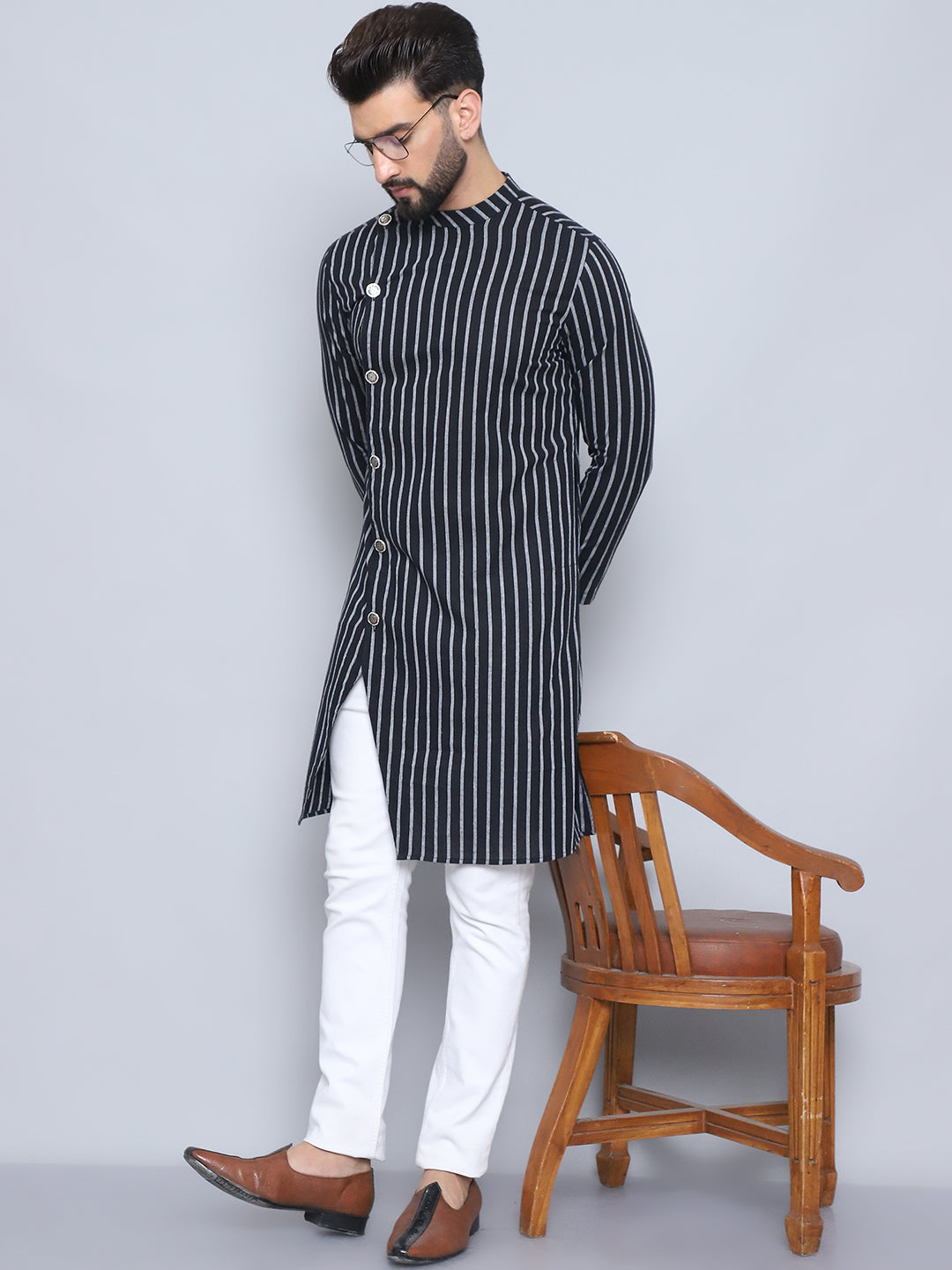 Even Apparels Men's Pure Cotton Black Sherwani Kurta - Distacart