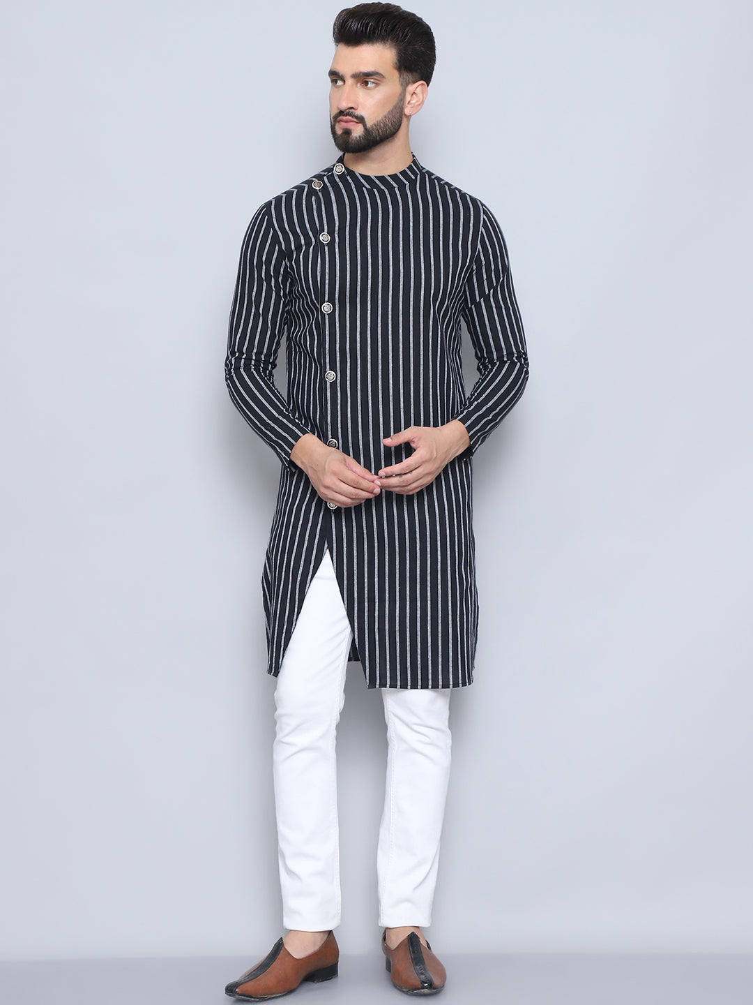 Even Apparels Men's Pure Cotton Black Sherwani Kurta - Distacart