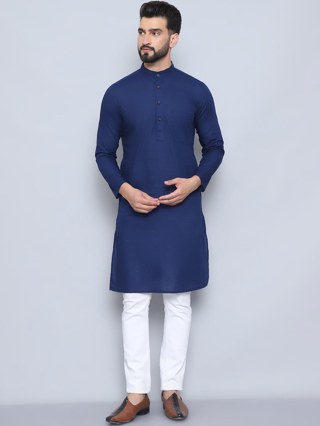 Even Apparels Men's Pure Cotton Blue Kurta - Distacart