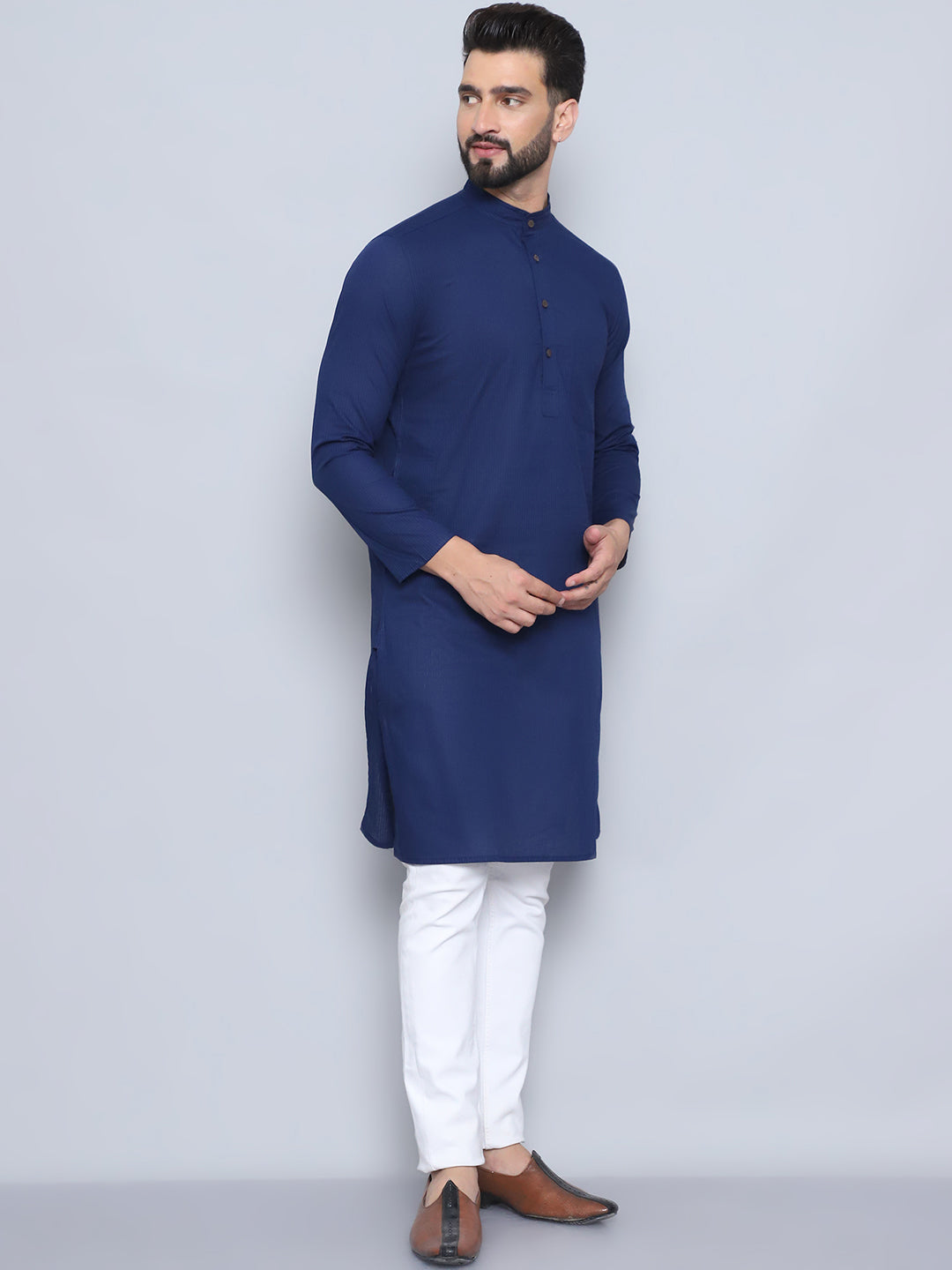 Even Apparels Men's Pure Cotton Blue Kurta - Distacart