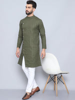 Thumbnail for Even Apparels Men's Pure Cotton Green Sherwani Kurta - Distacart