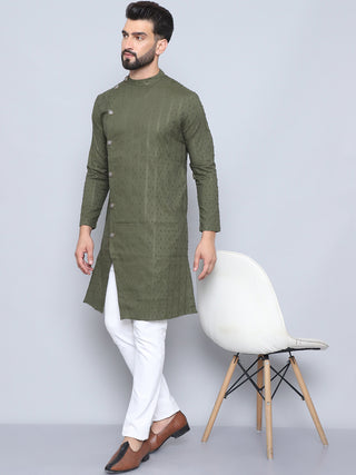 Even Apparels Men's Pure Cotton Green Sherwani Kurta - Distacart