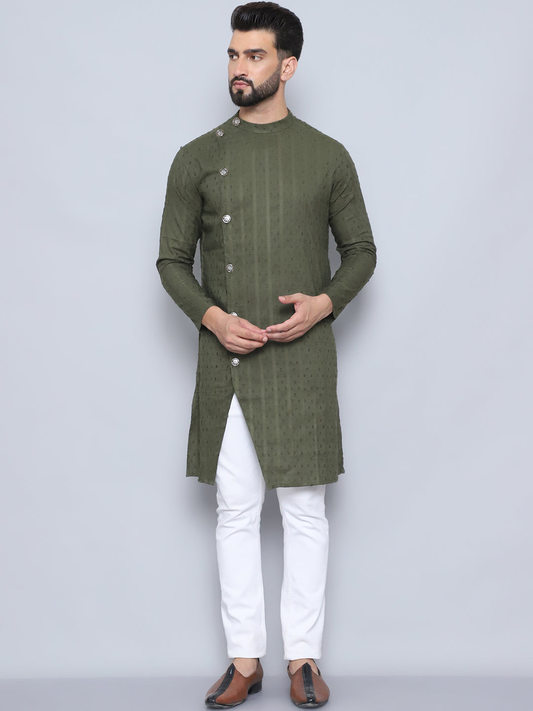 Even Apparels Men's Pure Cotton Green Sherwani Kurta - Distacart