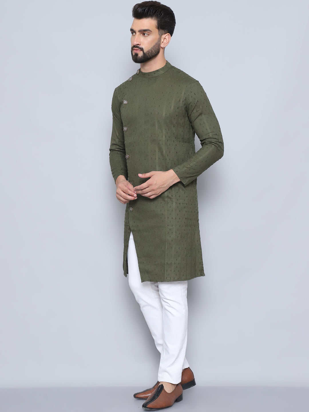 Even Apparels Men's Pure Cotton Green Sherwani Kurta - Distacart