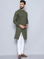 Thumbnail for Even Apparels Men's Pure Cotton Green Sherwani Kurta - Distacart