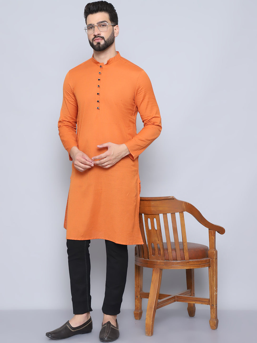 Even Apparels Men's Pure Cotton Orange Kurta - Distacart