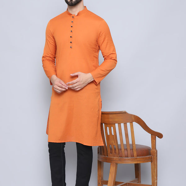 Even Apparels Men's Pure Cotton Orange Kurta - Distacart