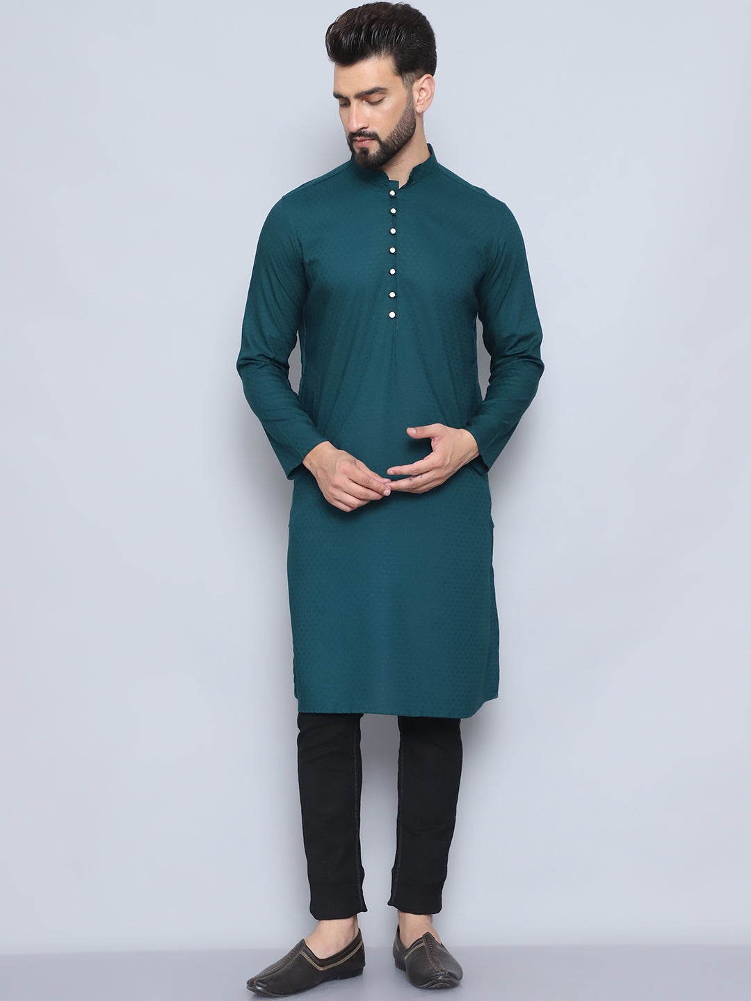 Even Apparels Men's Loop Button Green Kurta - Distacart