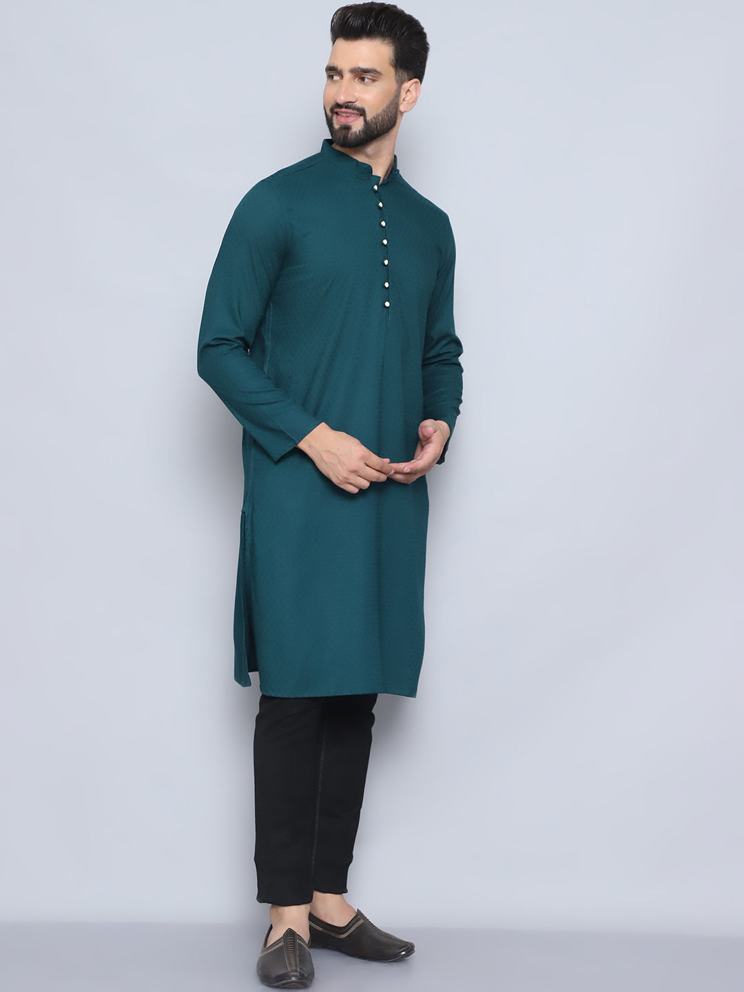 Even Apparels Men's Loop Button Green Kurta - Distacart