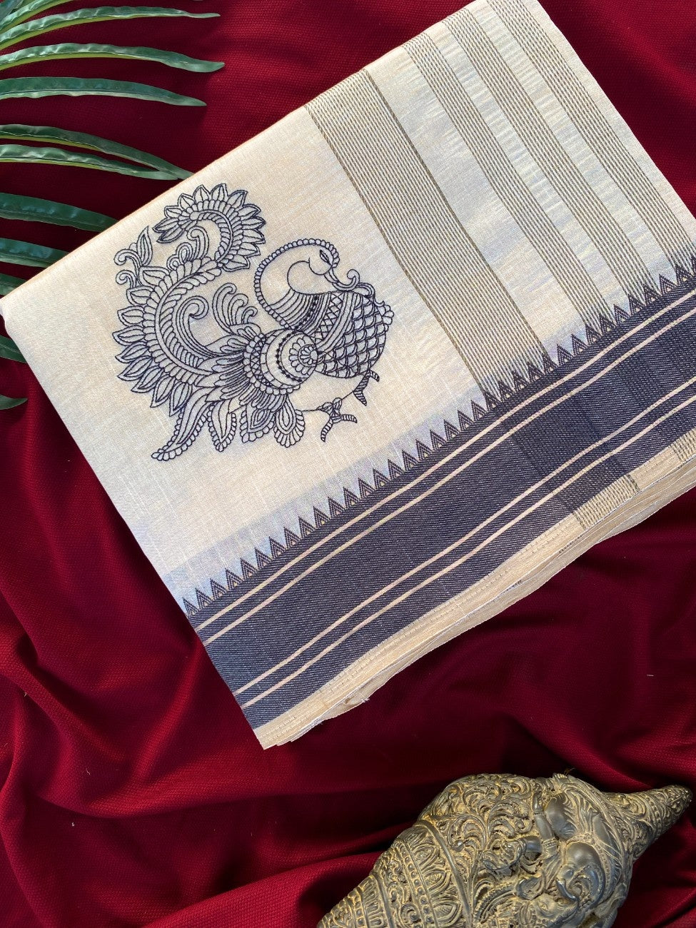 Mameraa Sarees White Heritage With A Royal Touch Tussar Silk Saree-White - Dista