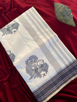 Thumbnail for Mameraa Sarees White Heritage With A Royal Touch Tussar Silk Saree-White - Dista